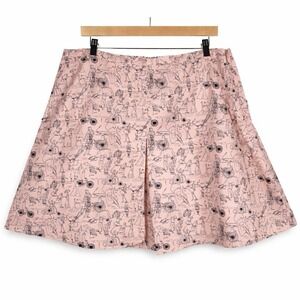 Context Skirt Womens 16 W Whimsical Statement Art Story French Pleated Blush VTG